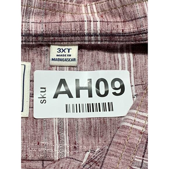 Rowm Dress Shirt Men Size 3XT Tall Pink Striped Button Up Collared Long Sleeve - Picture 14 of 14